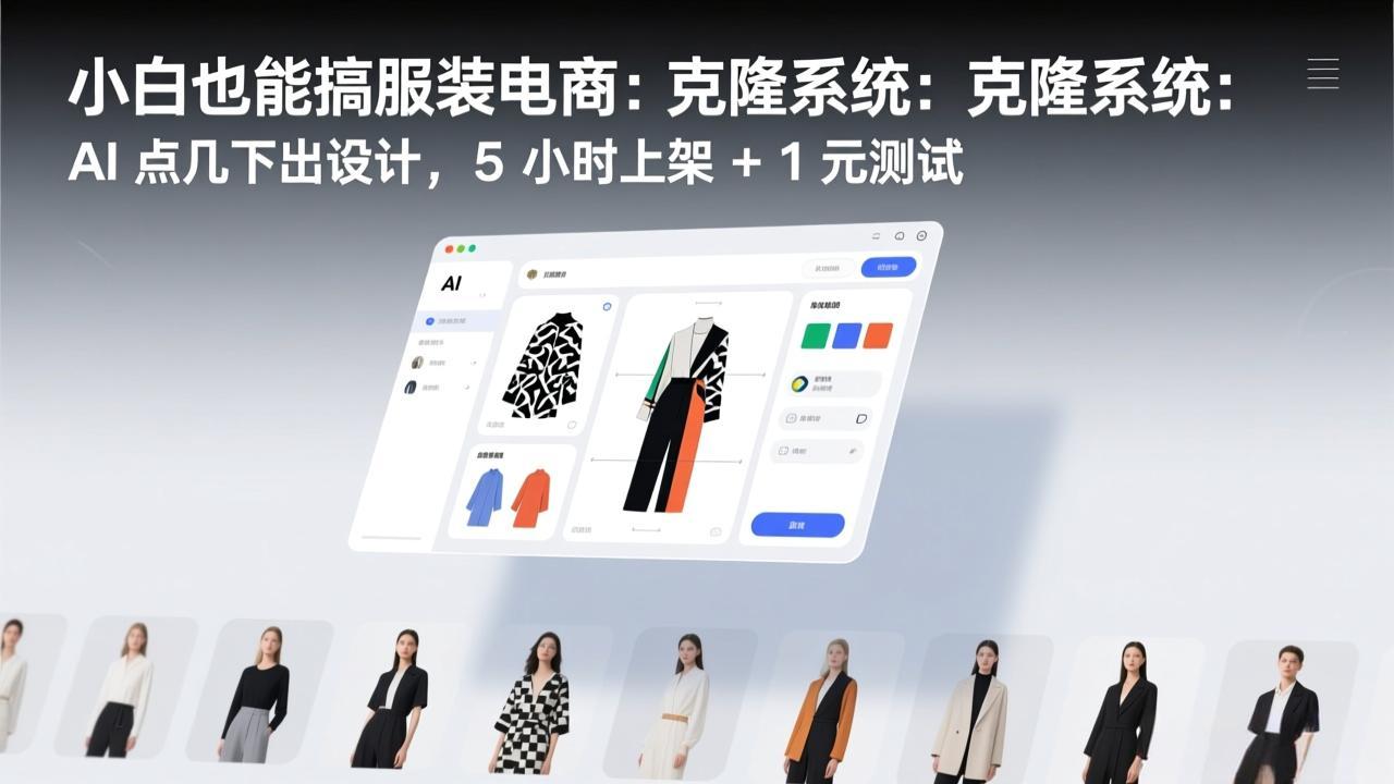 小白也能搞服装电商：克隆系统：AI 点几下出设计，5 小时上架 + 1 元测试-情久项目网