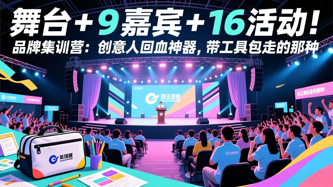 舞台 + 9 嘉宾 + 16 活动！品牌集训营：创意人回血神器，带工具包走的那种-情久项目网