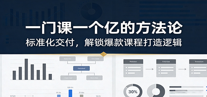一门课一个亿的方法论：标准化交付，解锁爆款课程打造逻辑-情久项目网