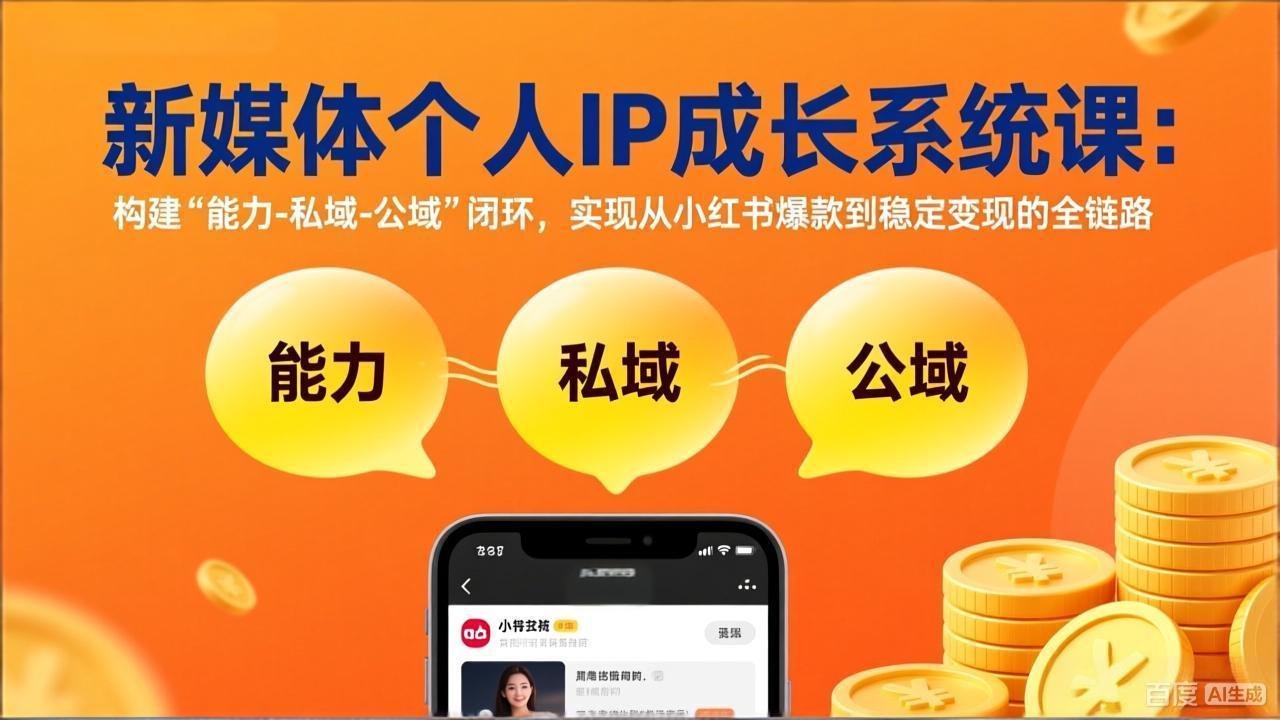 新媒体个人IP成长系统课-更新：构建“能力-私域-公域”闭环，实现从小红书爆款到稳定变现-情久项目网