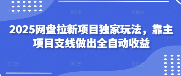 2025网盘拉新项目独家玩法，靠主项目支线做出全自动收益-情久项目网