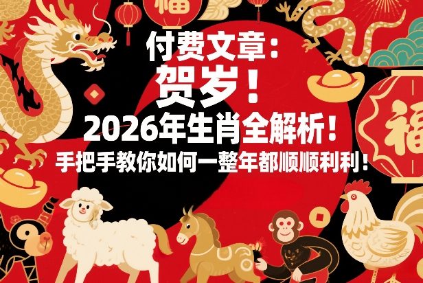 付费文章：贺岁！2026年生肖全解析！手把手教你如何一整年都顺顺利利！-情久项目网