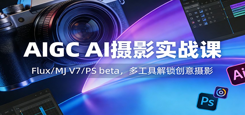 AIGC AI摄影实战课：Flux/MJ V7/PS beta，多工具解锁创意摄影-情久项目网