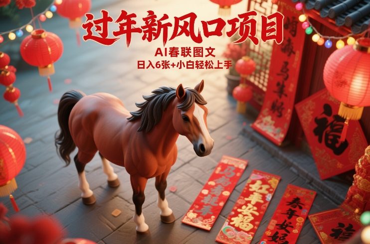 过年新风口项目，用ai春联图文，日入6张+小白轻松上手【揭秘】-情久项目网