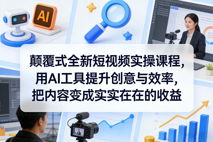 颠覆式全新短视频实操课程，用AI工具提升创意与效率，把内容变成实实在在的收益-情久项目网
