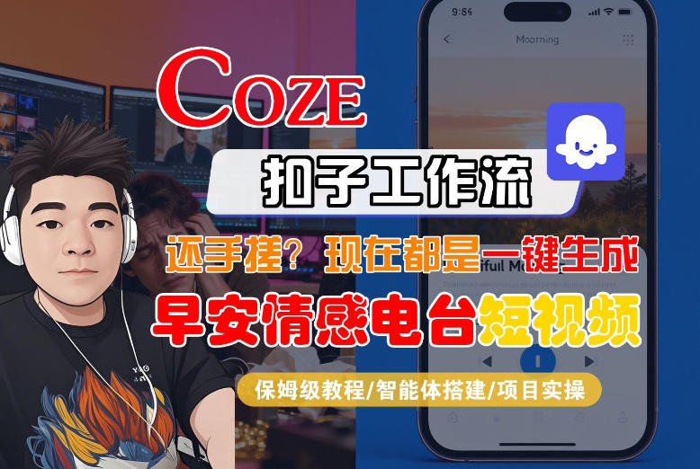 【Coze工作流搭建实操教程】【coze】早安情感电台日签视频还在手动做？用扣子工作流自动生成，省时90%-情久项目网