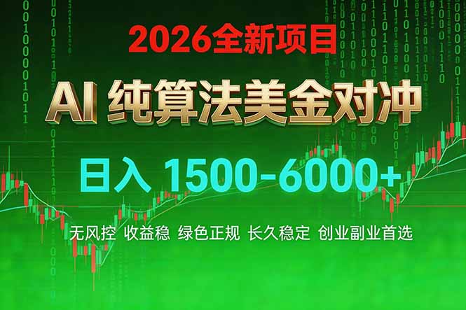2026 全新美金对冲项目，不套平台赠金，不封号，纯算法对冲，日入 1500-6000+-情久项目网