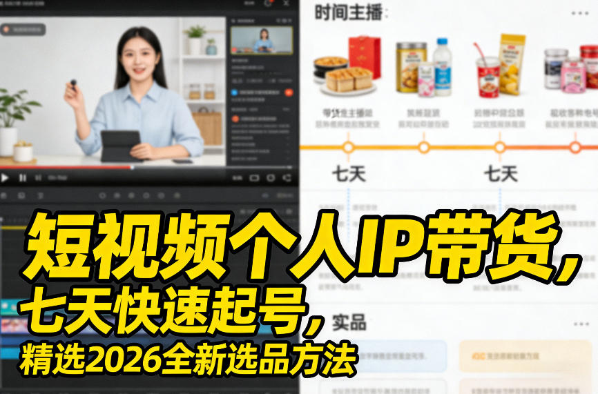 短视频个人IP带货，七天快速起号，精选2026全新选品方法-情久项目网