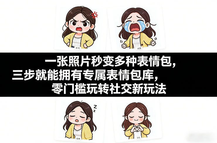 一张照片秒变多种表情包，三步就能拥有专属表情包库，零门槛玩转社交新玩法【文档】-情久项目网