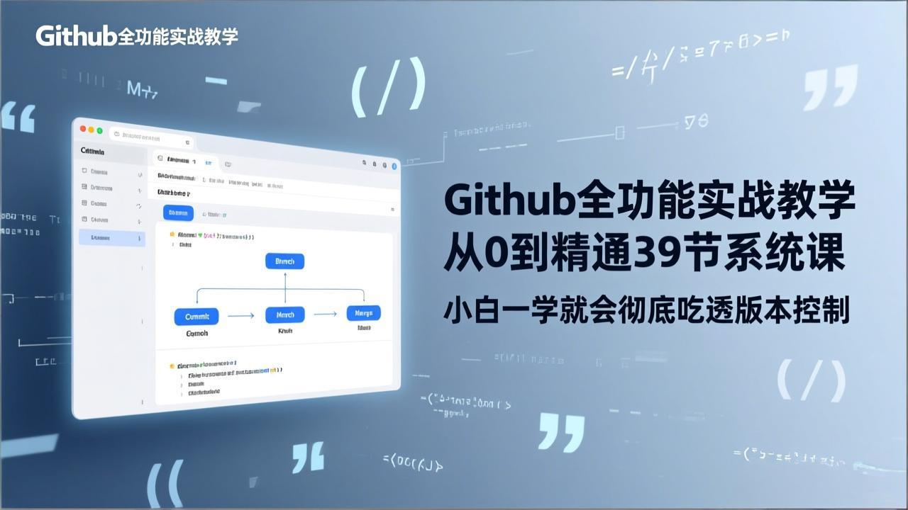 GitHub-全功能实战教学，从0到精通39节系统课，小白一学就会彻底吃透版本控制-情久项目网