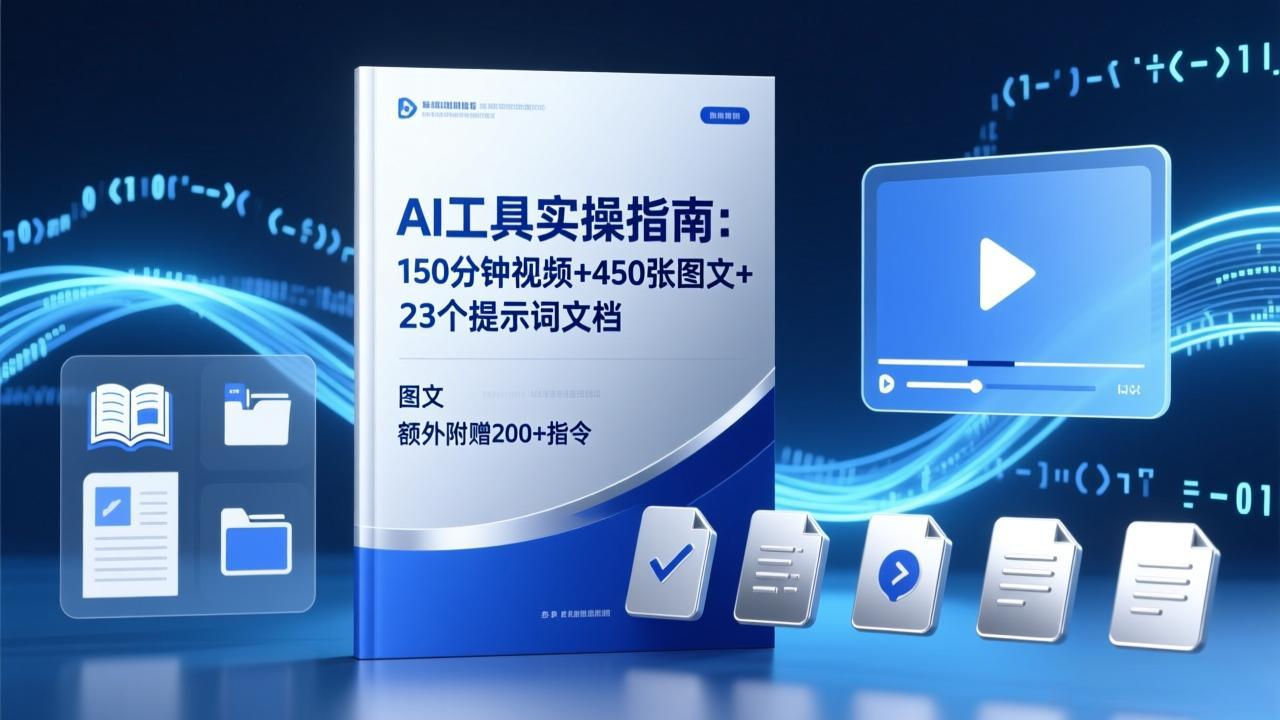 AI工具实操指南：150分钟视频+450张图文+23个提示词文档，额外附赠200+指令-情久项目网