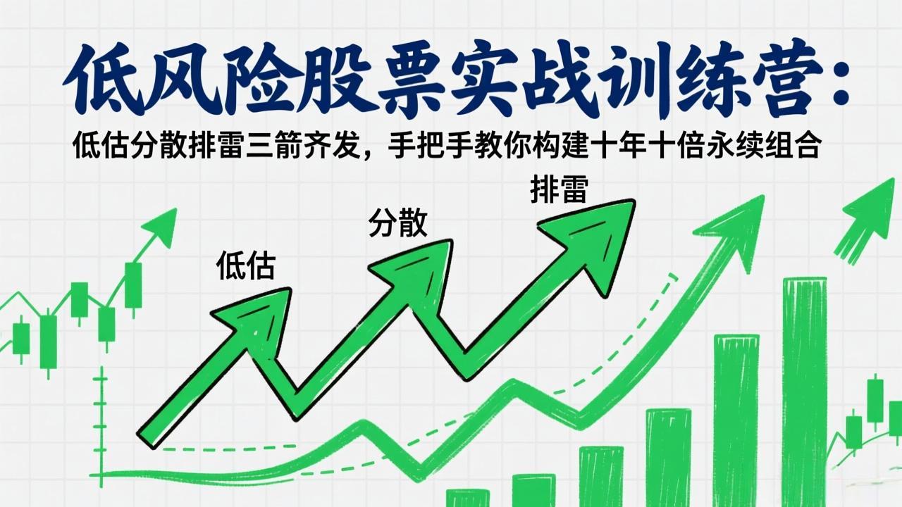 低风险股票实战训练营：低估分散排雷三箭齐发，手把手教你构建十年十倍永续组合-情久项目网