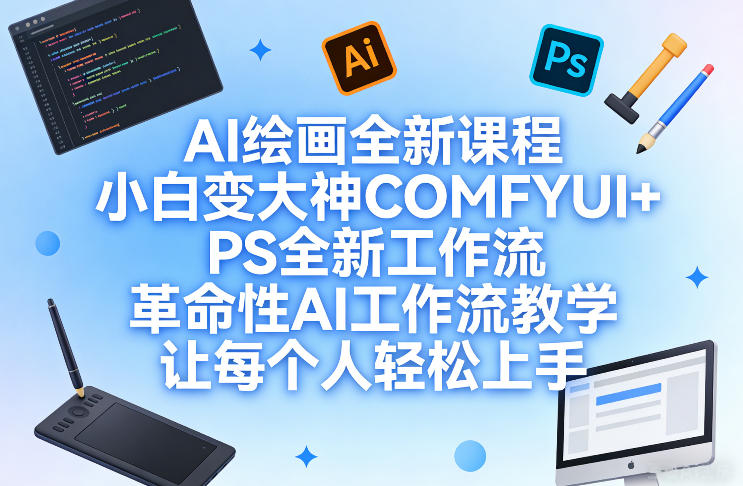 AI绘画全新课程，小白变大神COMFYUI+PS全新工作流，革命性AI工作流教学，让每个人轻松上手-情久项目网