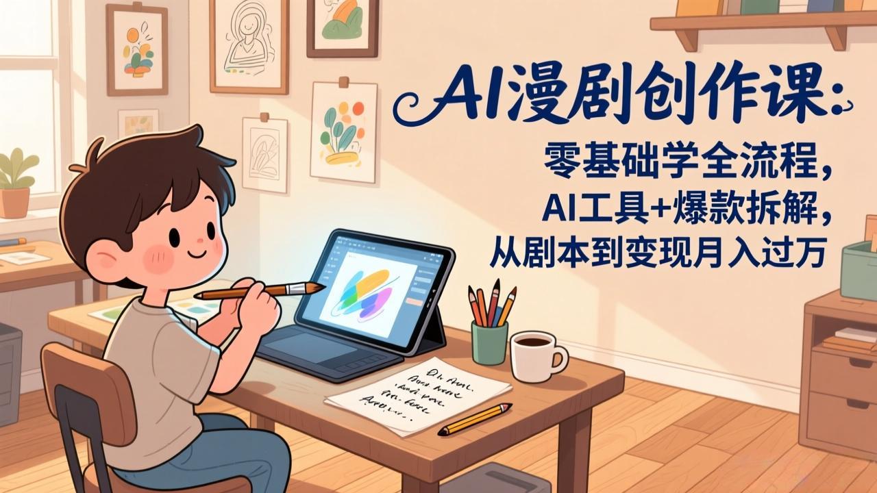 AI漫剧创作课：零基础学全流程，AI工具+爆款拆解，从剧本到变现月入过万-情久项目网