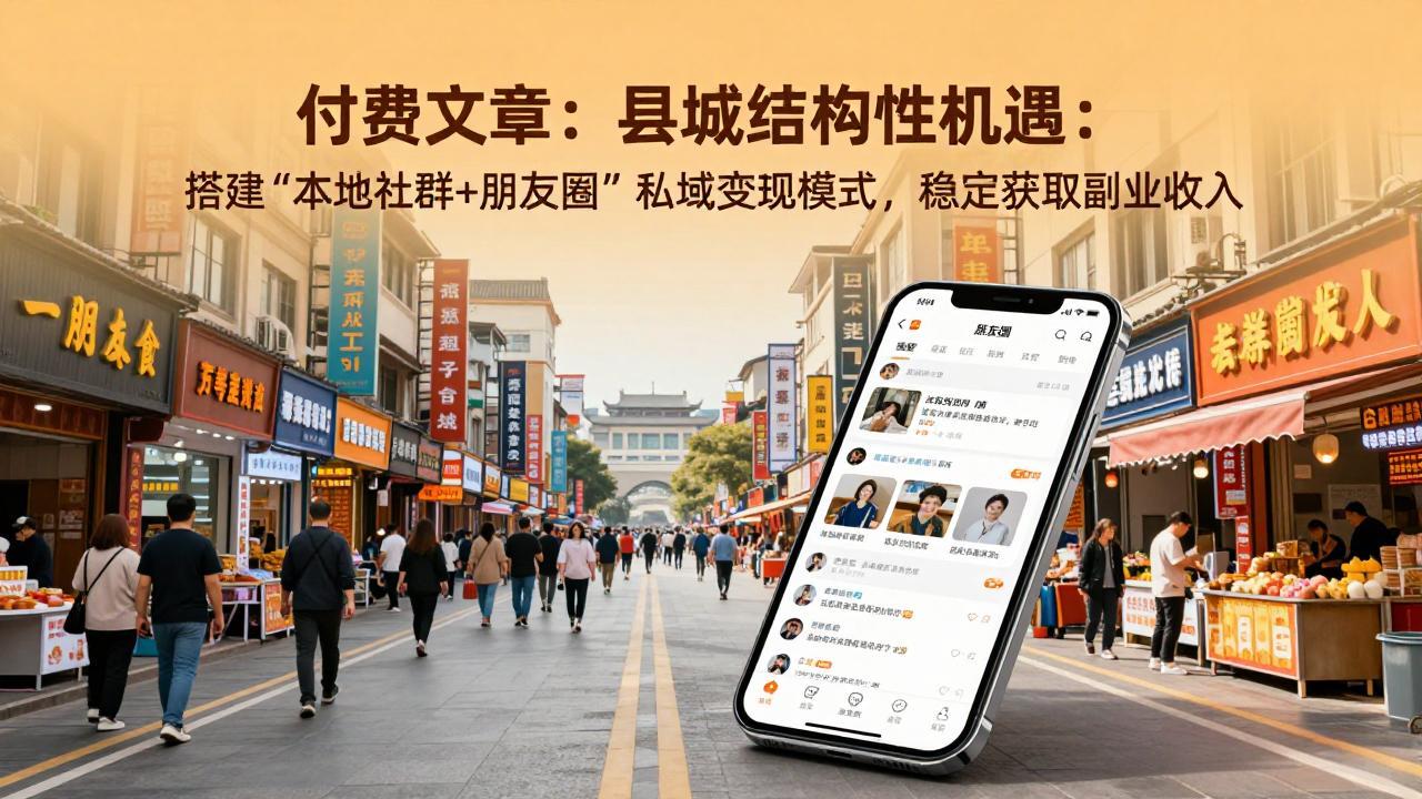 付费文章：县城结构性机遇：搭建“本地社群+朋友圈”私域变现模式，稳定获取副业收入-情久项目网