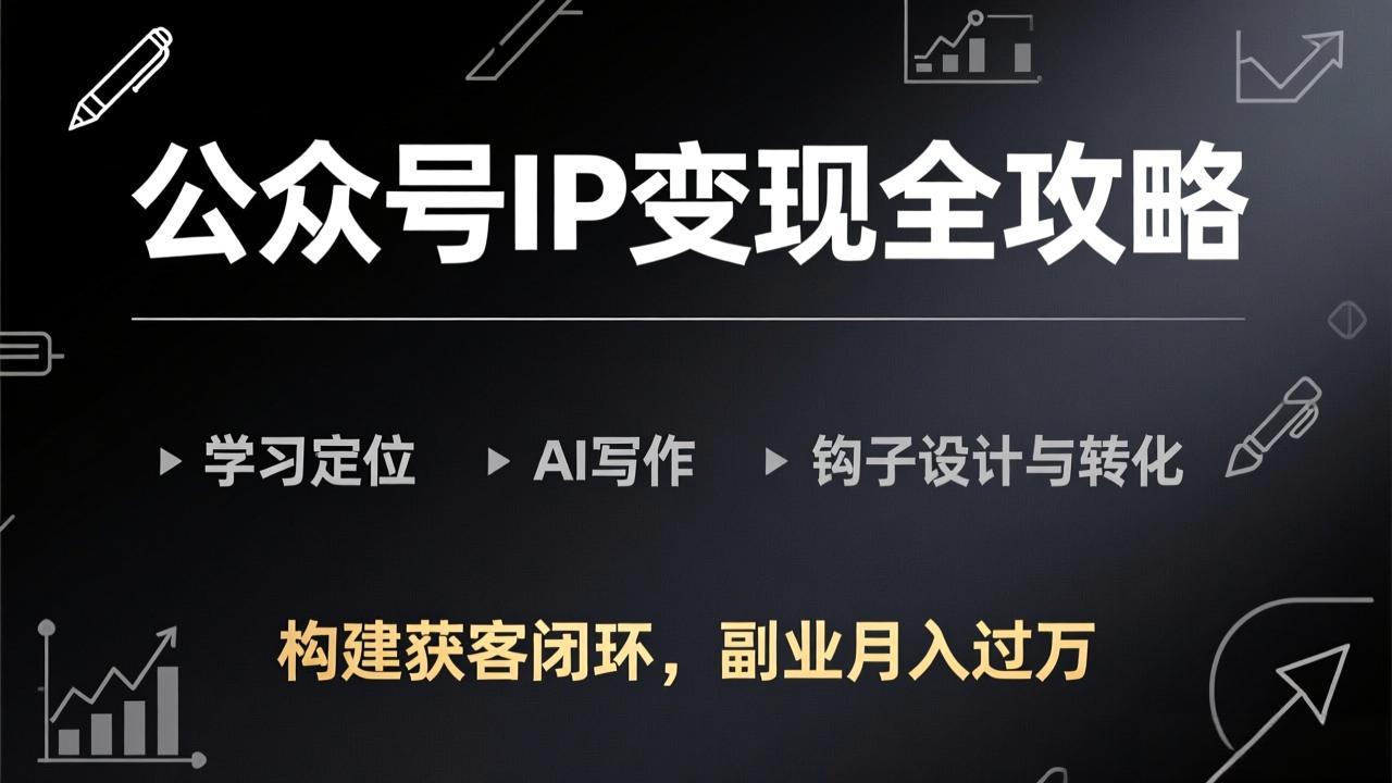 公众号IP变现全攻略-更新，学习定位、AI写作、钩子设计与转化，构建获客闭环，副业月入过万-情久项目网