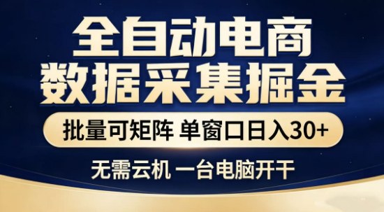 独家电商数据全自动采集项目，批量可矩阵，单窗口轻松日入3张+【揭秘】-情久项目网
