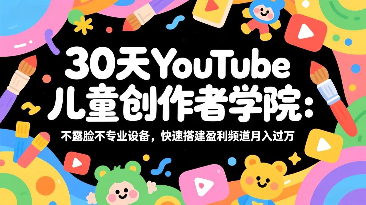 30天YouTube儿童创作者学院：不露脸不专业设备，快速搭建盈利频道月入过万-情久项目网