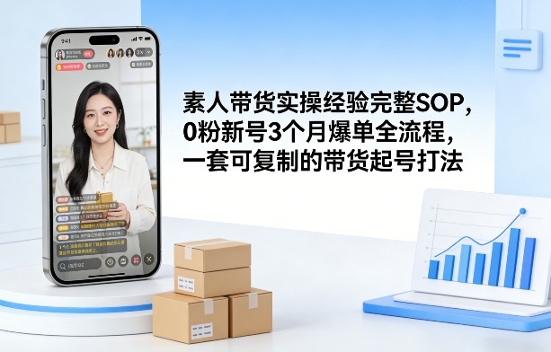 素人短视频带货实操经验完整SOP，0粉新号3个月爆单全流程，一套可复制的带货起号打法-情久项目网