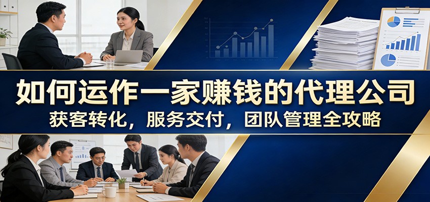 如何运作一家赚钱的代理公司：获客转化，服务交付，团队管理全攻略-情久项目网