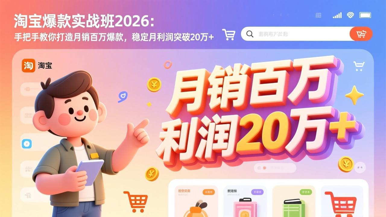 淘宝爆款实战班-2026年3月更新：手把手教你打造月销百万爆款，稳定月利润突破20万+-情久项目网