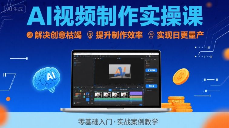 Ai视频制作实操课，解决创意枯竭、效率低下痛点，实现日更量产可持续变现(更新26年3月)-情久项目网