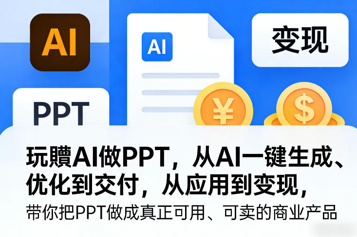 玩賺AI做PPT，从AI一键生成、优化到交付，从应用到变现，带你把PPT做成真正可用、可卖的商业产品-情久项目网