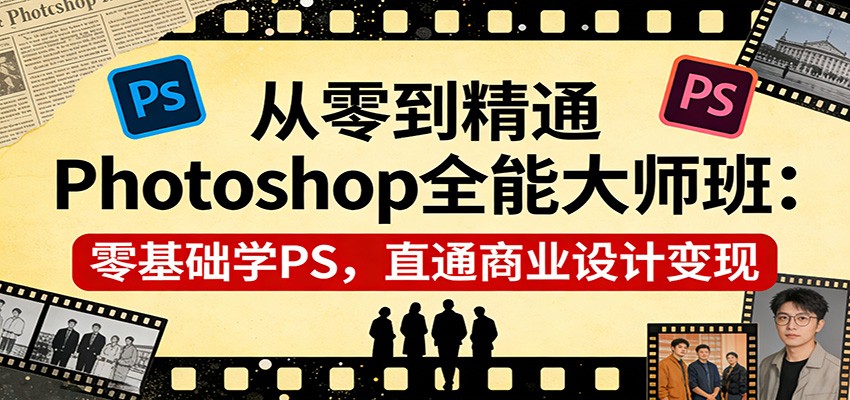 从零到精通Photoshop全能大师班：零基础学PS，直通商业设计变现-情久项目网