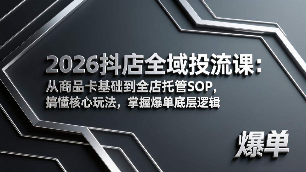 2026抖店全域投流课：从商品卡基础到全店托管SOP，搞懂核心玩法，掌握爆单底层逻辑-情久项目网