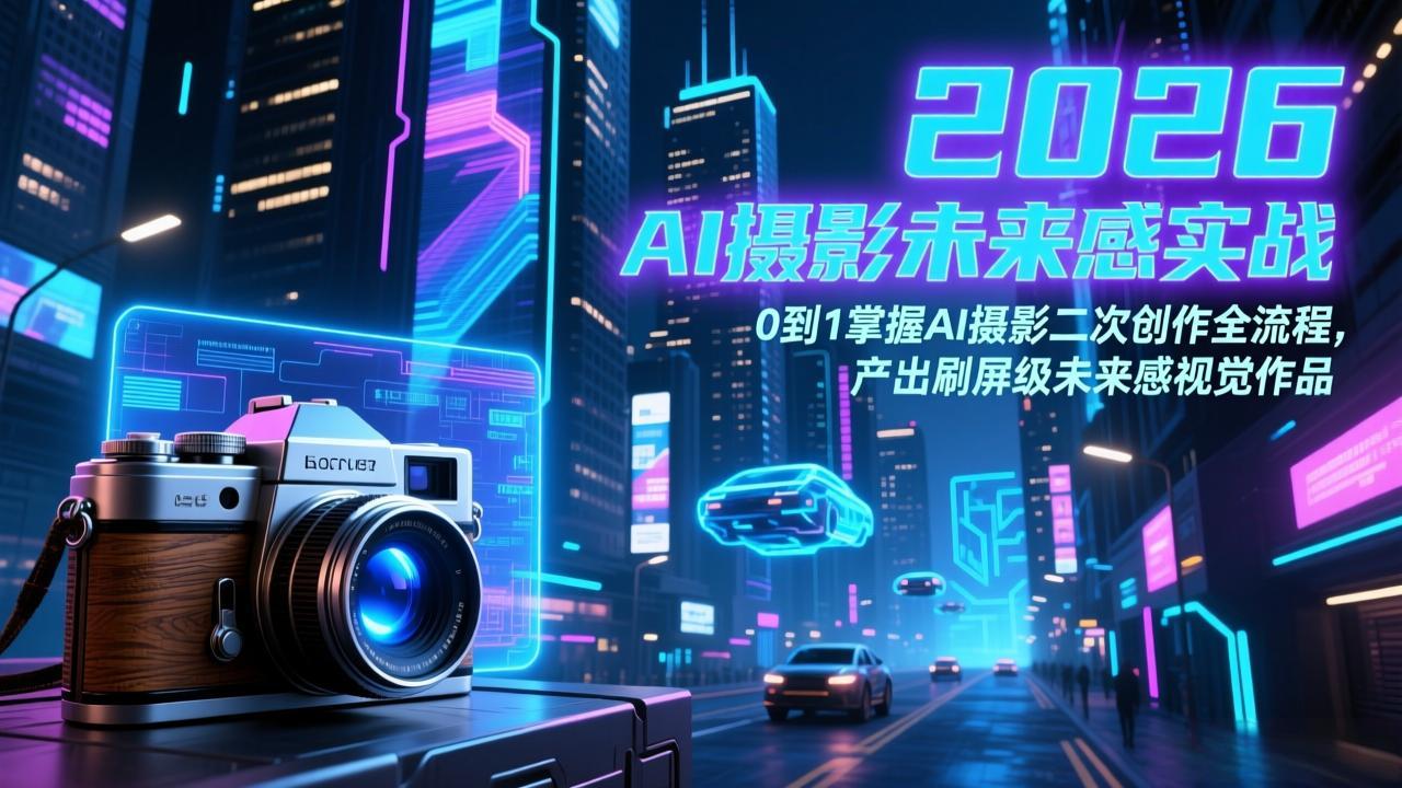 2026 AI摄影未来感实战：0到1掌握AI摄影二次创作全流程，产出刷屏级未来感视觉作品-情久项目网