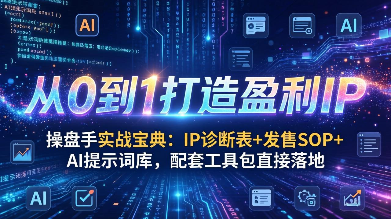 操盘手实战宝典：IP诊断表+发售SOP+AI提示词库，配套工具包直接落地，从0到1打造盈利IP-情久项目网