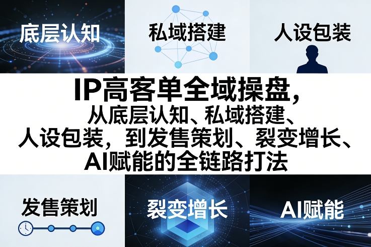 IP高客单全域操盘，从底层认知、私域搭建、人设包装，到发售策划、裂变增长、AI赋能的全链路打法-情久项目网
