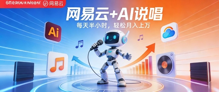 网易云+AI说唱，每天半小时，AI内容创作+流量变现，轻松月入1W-情久项目网