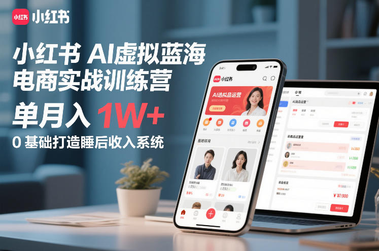 小红书AI虚拟蓝海电商实战训练营，单月入1W+，0基础打造睡后收入系统(更新)-情久项目网