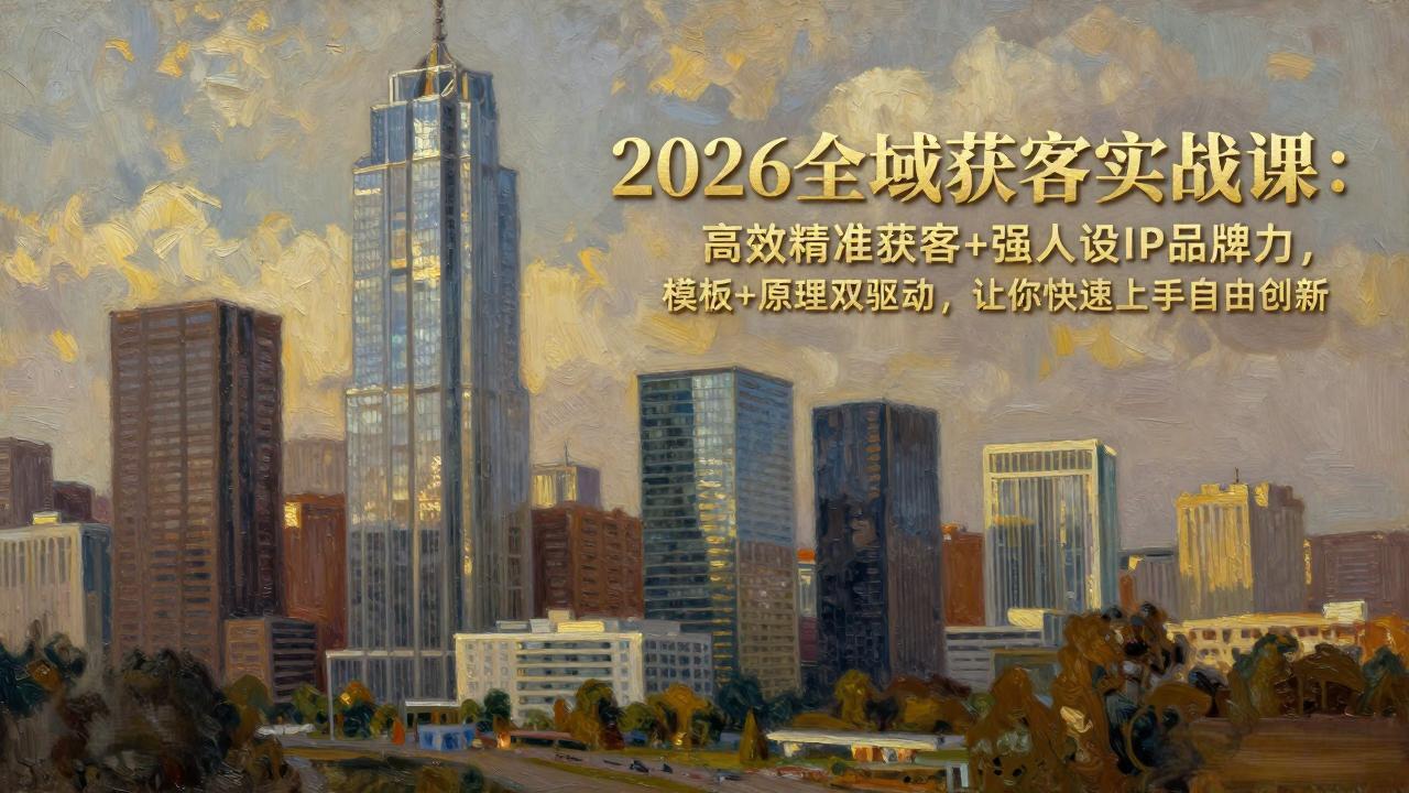 2026全域获客实战课：高效精准获客+强人设IP品牌力，模板+原理双驱动，让你快速上手自由创新-情久项目网