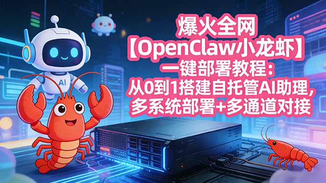 爆火全网【OpenClaw 小龙虾】一键部署教程：从0到1搭建自托管AI助理，多系统部署+多通道对接-情久项目网