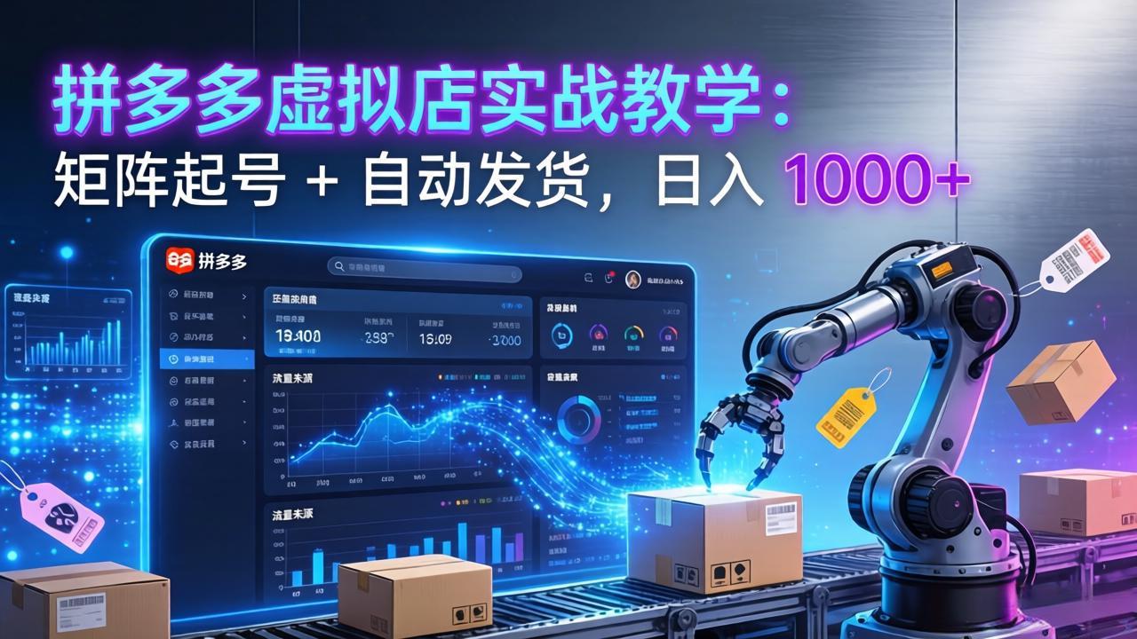 拼多多虚拟店实战教学：矩阵起号 + 自动发货，日入 1000+-情久项目网