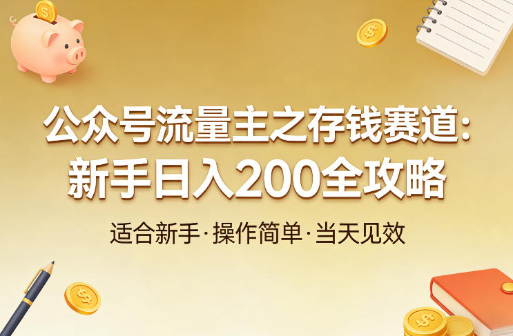公众号流量主之存钱赛道，贴合当下需求，适合新手，一天收益2张-情久项目网