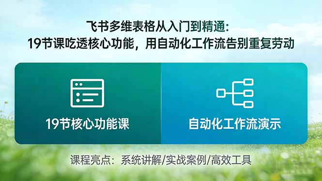 飞书多维表格从入门到精通：19节课吃透核心功能，用自动化工作流告别重复劳动-情久项目网