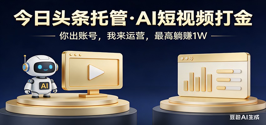 头条号AI托管，我提供作品，你提供账号，每天5分钟发布，小白躺赚3000+-情久项目网