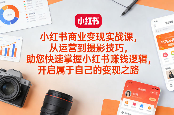 小红书商业变现实战课，从运营到摄影技巧，助您快速掌握小红书賺钱逻辑，开启属于自己的变现之路-情久项目网
