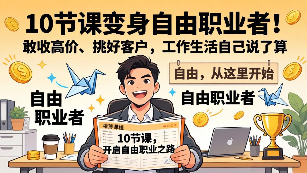 10 节课变身自由职业者！敢收高价、挑好客户，工作生活自己说了算-情久项目网
