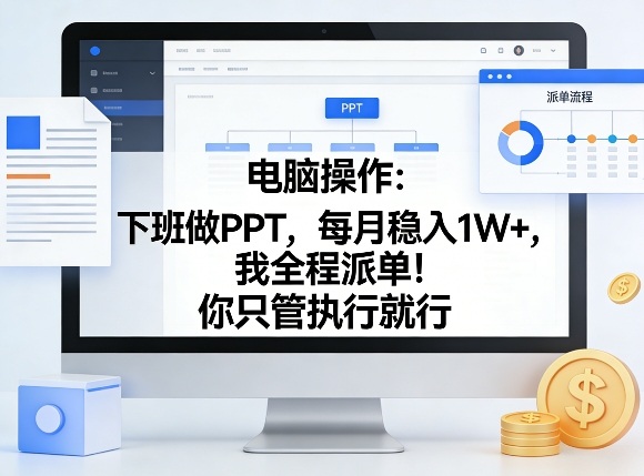 电脑操作：下班做PPT，每月稳入1W+，我全程派单！你只管执行就行【揭秘】-情久项目网