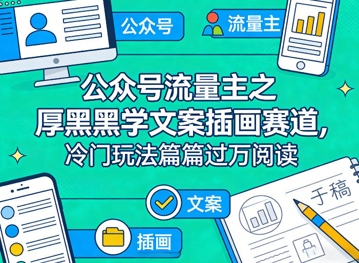 公众号流量主之厚黑学文案插画赛道，冷门玩法篇篇过万阅读-情久项目网