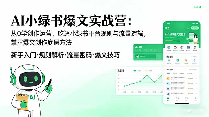 AI 小绿书爆文实战营：从0学创作运营，吃透小绿书平台规则与流量逻辑，掌握爆文创作底层方法-情久项目网