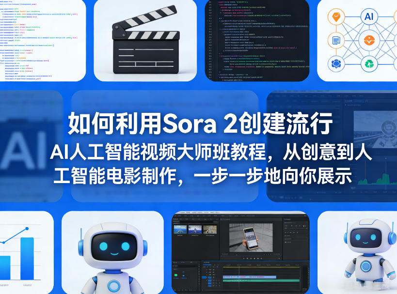 如何利用Sora 2创建流行AI人工智能视频大师班教程，从创意到人工智能电影制作，一步一步地向你展示-情久项目网