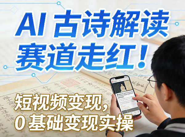 AI古诗解读赛道走红！短视频变现，0基础变现实操-情久项目网