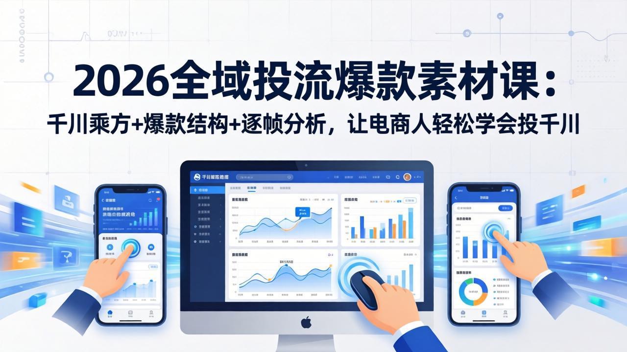 2026全域投流爆款素材课：千川乘方+爆款结构+逐帧分析，让电商人轻松学会投千川-情久项目网