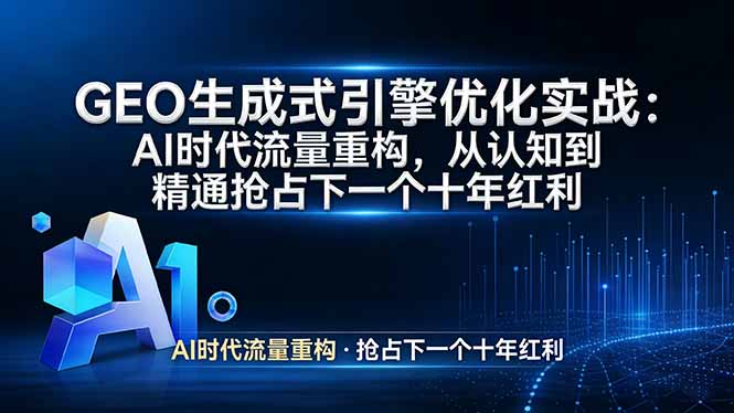 GEO 生成式引擎优化实战：AI时代流量重构，从认知到精通抢占下一个十年红利-情久项目网