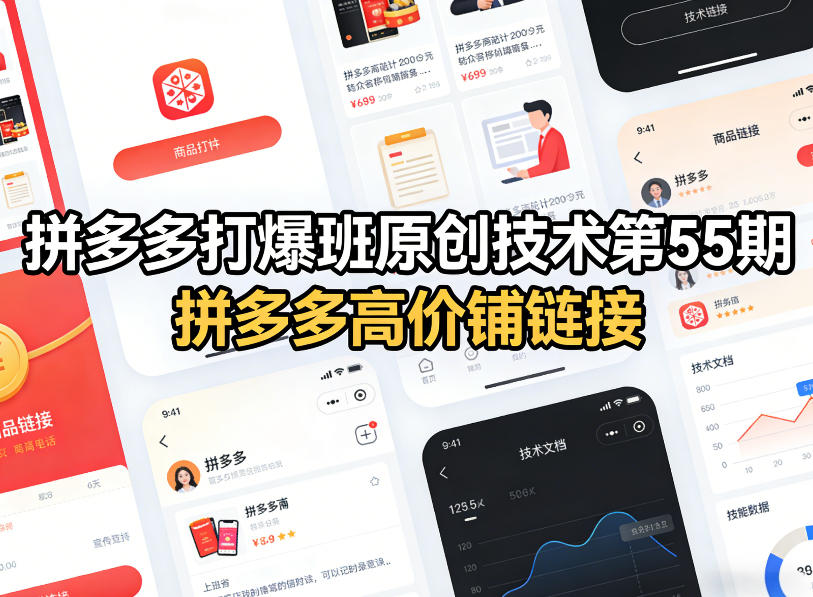 拼多多打爆班原创技术第55期，拼多多高价铺链接-情久项目网